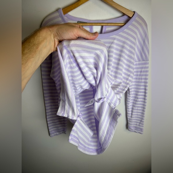 T By Talbots Striped lila Purple Long Sleeve top Sz MP Comfortable soft timeless - Picture 7 of 14